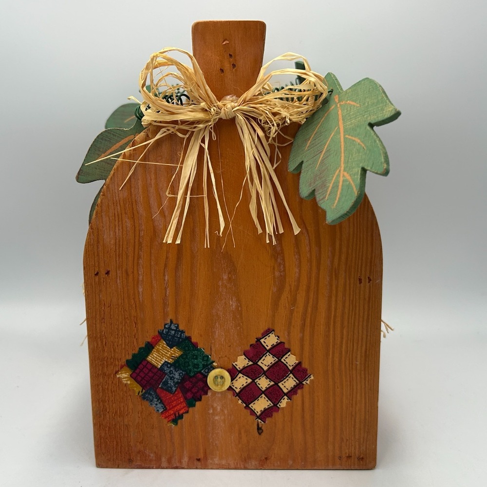 Wooden Wire Basket Country Farm Cottage Pumpkin Fall Autumn Leaves Rafia Chicken - Picture 6 of 8